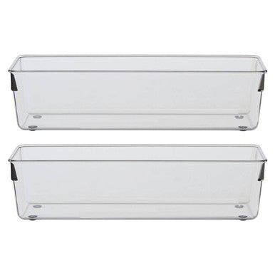 Two clear rectangular plastic containers on a white background
