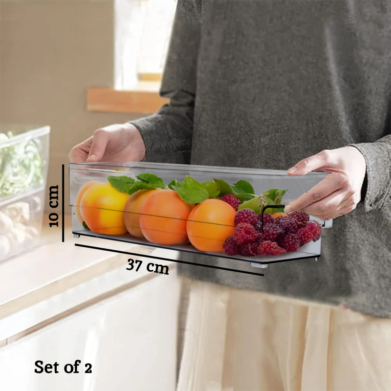 Romm Set Of Two Small Stackable Fridge Storage Trays