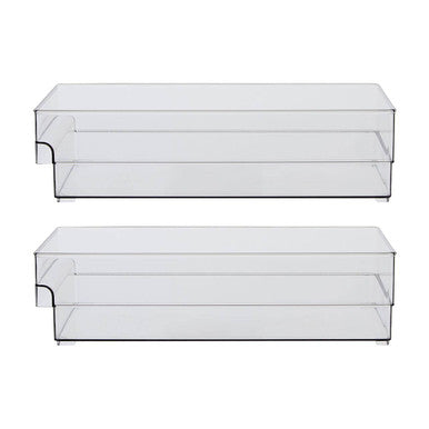 Two clear acrylic boxes on a white background