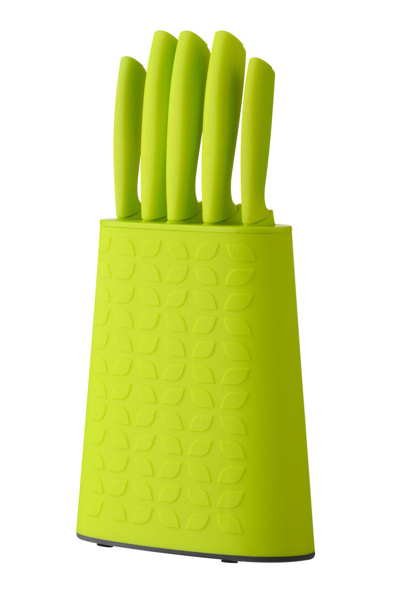 5Pc Lime Green Knife Block Set
