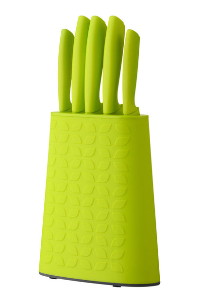 5Pc Lime Green Knife Block Set