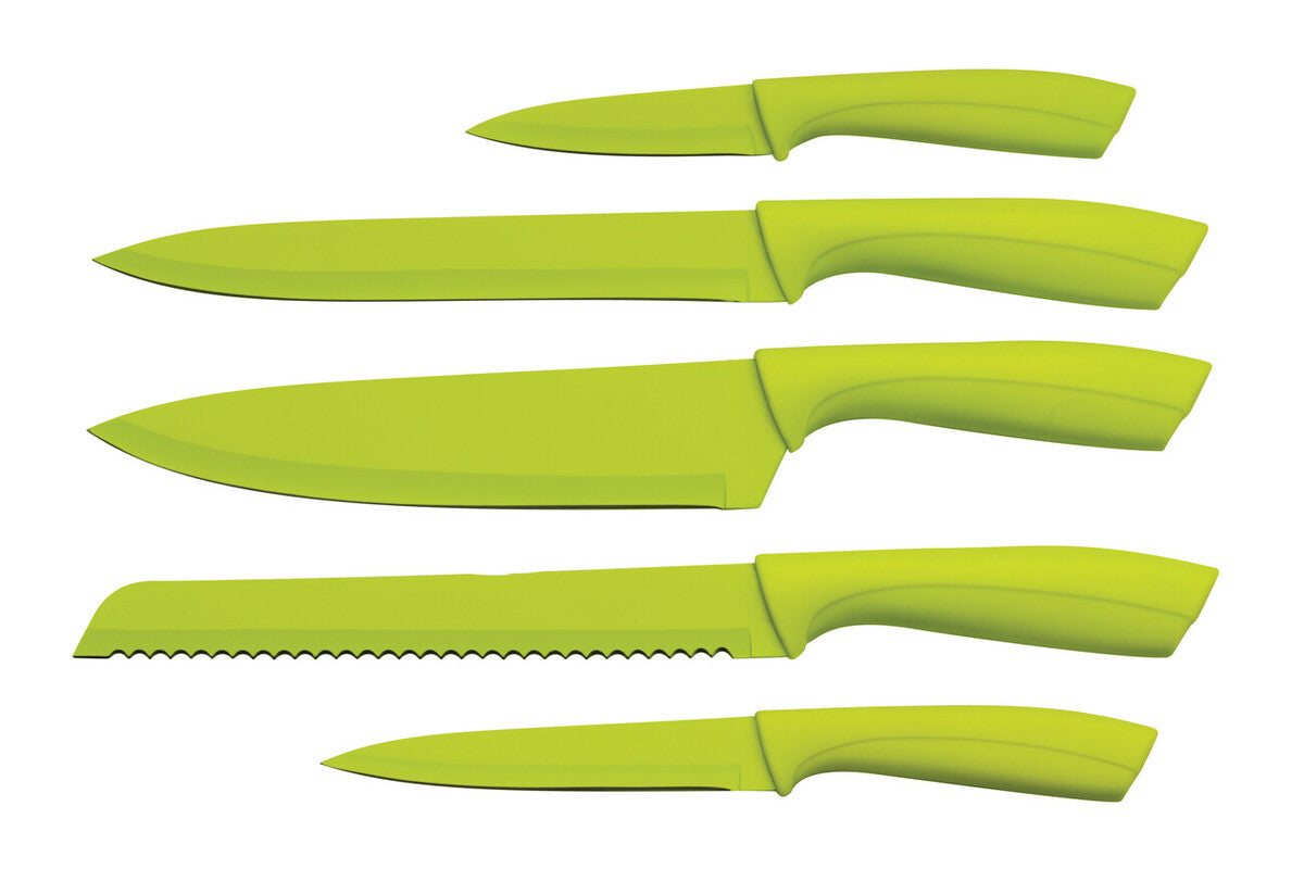 5Pc Lime Green Knife Block Set