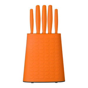 5 Piece Orange Knife Block Set | Living Colour
