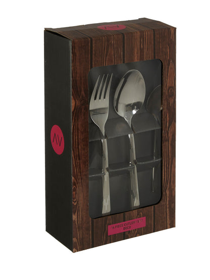 Avie 16 Piece Etched Deco Cutlery Set