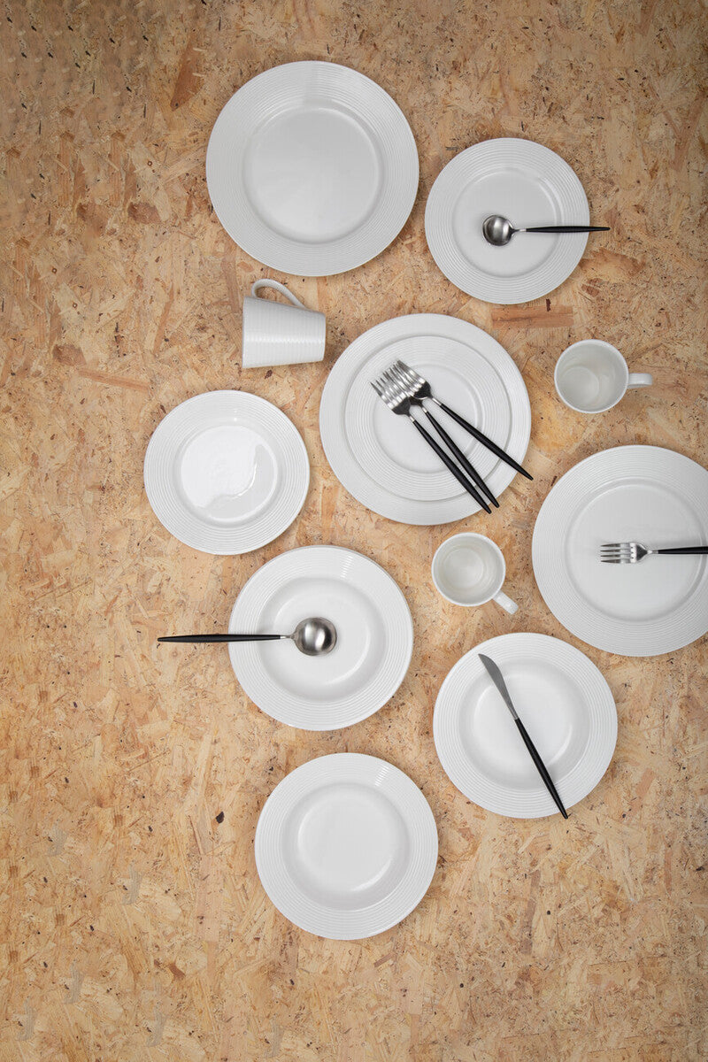 Avie 16 Piece Matte  Silver And Black Cutlery Set