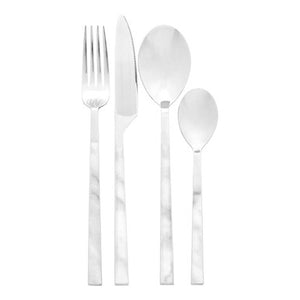 Avie 16 Piece White Faux Marble Cutlery Set