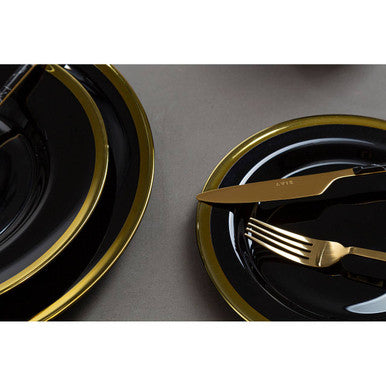 Avie 16 Piece Black Faux Marble Cutlery Set