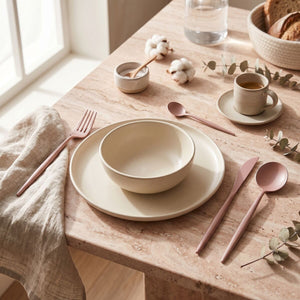 16 Piece Matte Pink Finish Cutlery Set | Avie