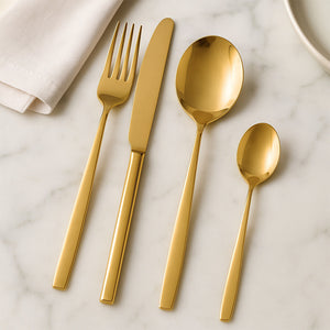 16 Piece Gold Finish Stainless Steel Cutlery Set | Avie