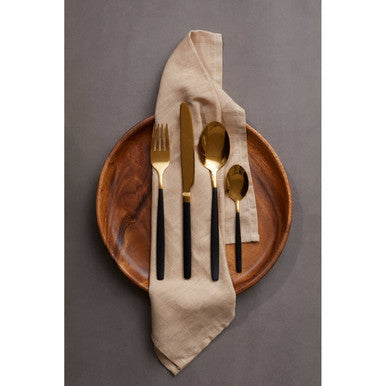 Avie 16 Pc Gold And Matte Black Finish Cutlery Set