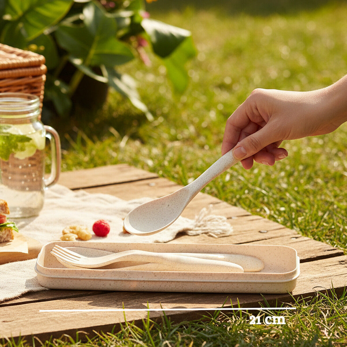 Mimo 3 Piece Natural Wheat Straw Travel Cutlery Set