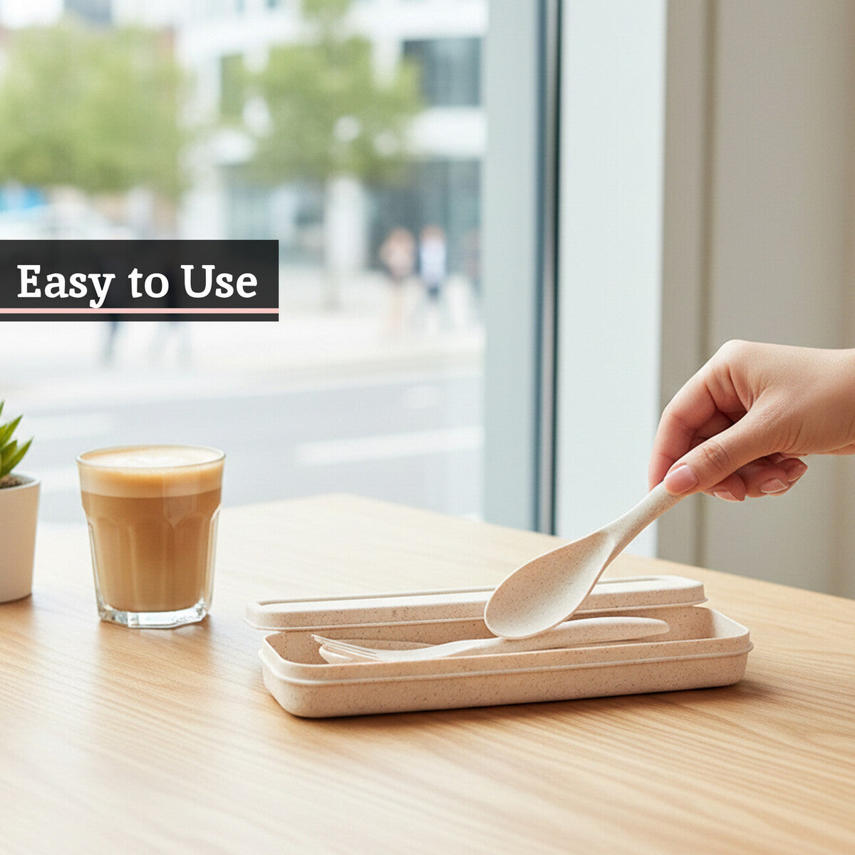 Mimo 3 Piece Natural Wheat Straw Travel Cutlery Set