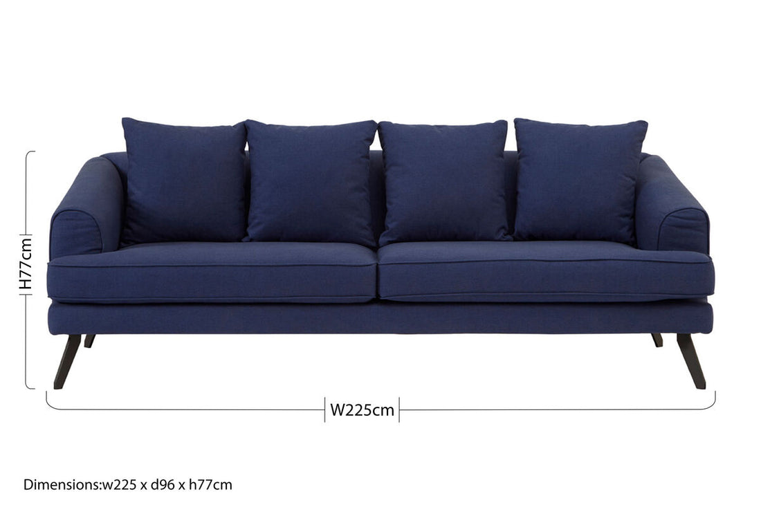3 Seater Navy Fabric Sofa, Mylo