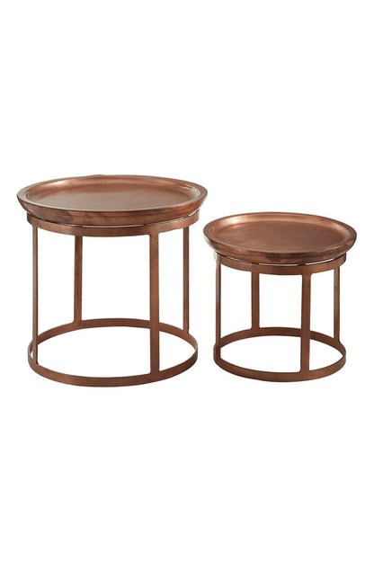 Crest Set Of Two Copper Finish Iron Tables