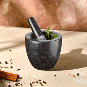 Norse Speckled Charcoal Granite Mortar and Pestle