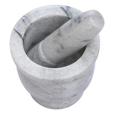 Salerno White Marble Large Mortar And Pestle Set