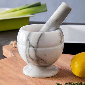 White Marble Small Mortar and Pestle Set | Salerno