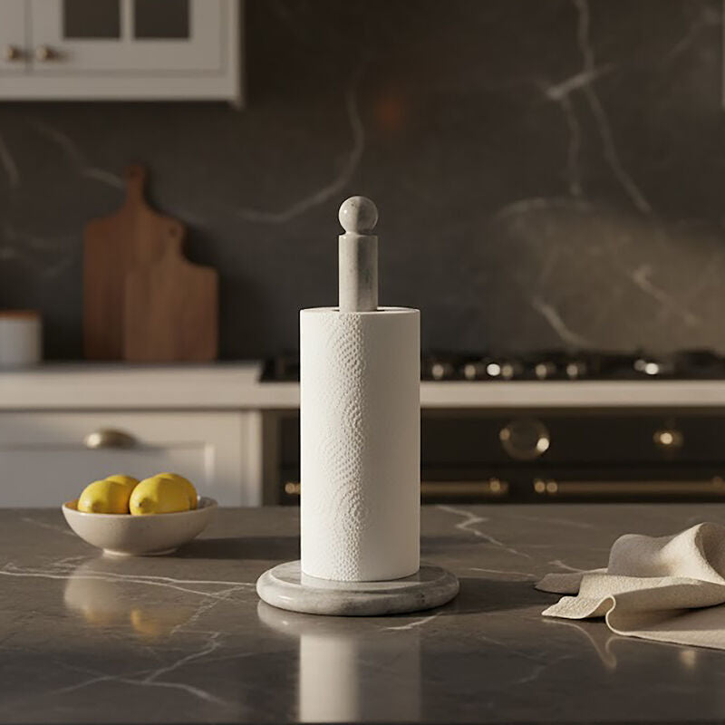 Salerno Grey Marble Kitchen Roll Holder