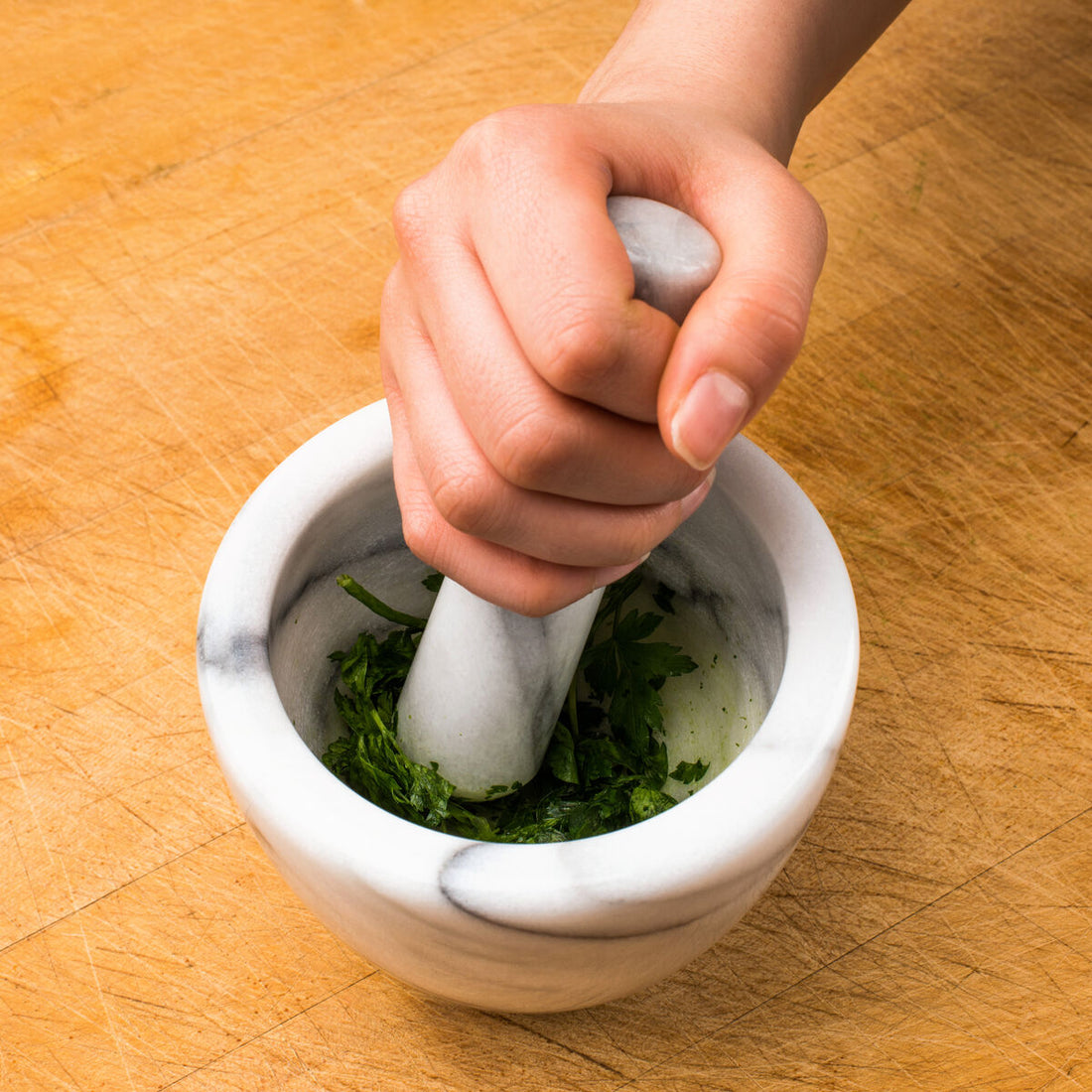 Salerno White Marble Mortar And Pestle