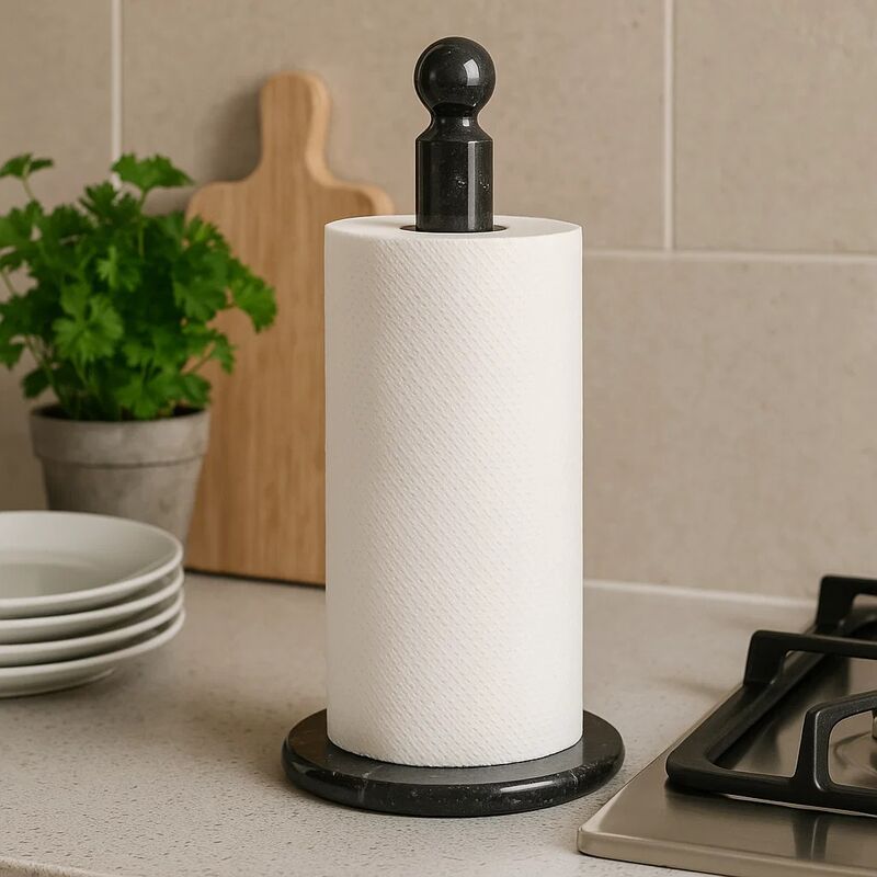 Marmore Black Marble Kitchen Roll Holder