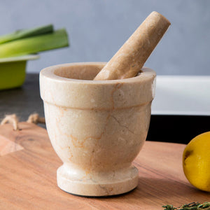 Champagne Marble Mortar and Pestle | Himaya