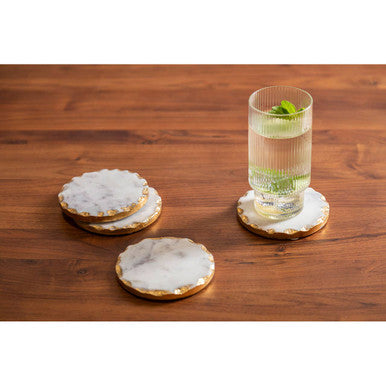Empire Set Of 4 Round White Marble Coasters