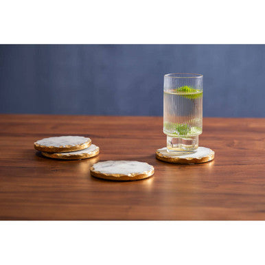 Empire Set Of 4 Round White Marble Coasters
