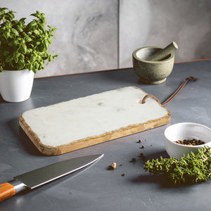 White Marble Chopping and Serving Board with Gold Foil Detail | Empire