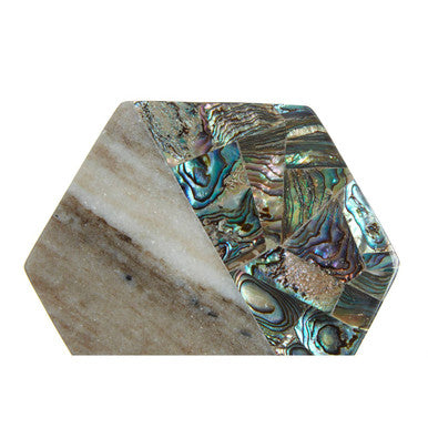Imogen Set Of 4 Beige Marble And Paua Shell Coasters