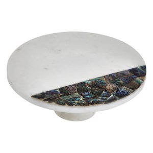 Imogen White Marble And Paua Shell Round Cake Stand