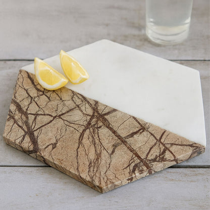 Annika White And Brown Forest Marble Chopping and Serving Board