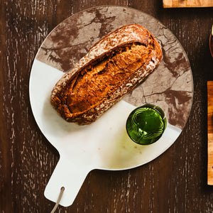Annika White And Brown Marble Round Paddle Board
