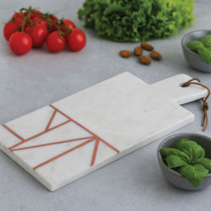 White Marble and Copper Inlay Paddle Board | Monzaro