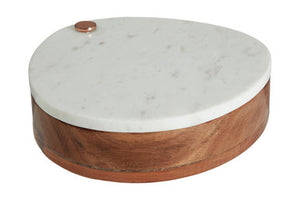 White Marble and Wood Cheese Knife and Board Set | Monzaro