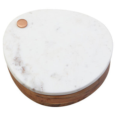 Monzaro White Marble And Wood Cheese Kni