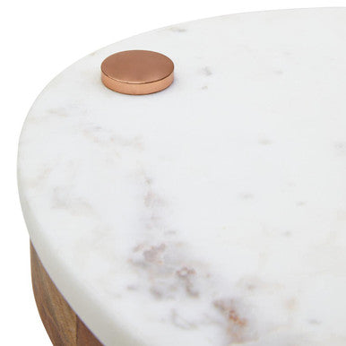 Monzaro White Marble And Wood Cheese Kni