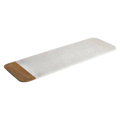 Monzaro Large White Marble And Mango Wood Serving Board