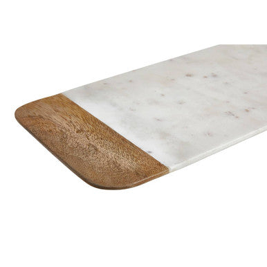 Monzaro Large White Marble And Mango Wood Serving Board