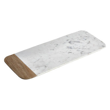 Monzaro Small White Marble And Mango Wood Serving Tray