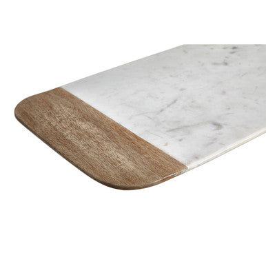 Monzaro Small White Marble And Mango Wood Serving Tray