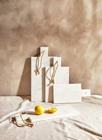 Kindia Medium White Marble Paddle Chopping And Serving Board