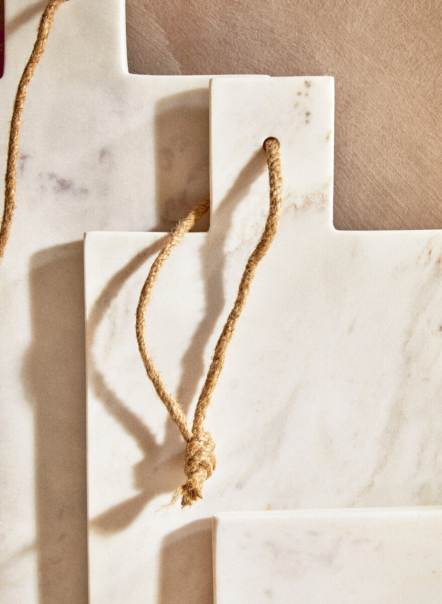 Kindia Medium White Marble Paddle Chopping And Serving Board