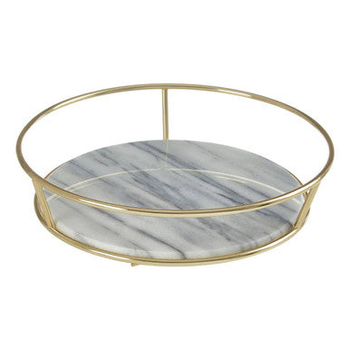 Delphine White Marble And Brass Finish Fruit Basket