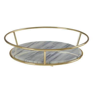 Delphine White Marble And Brass Finish Fruit Basket