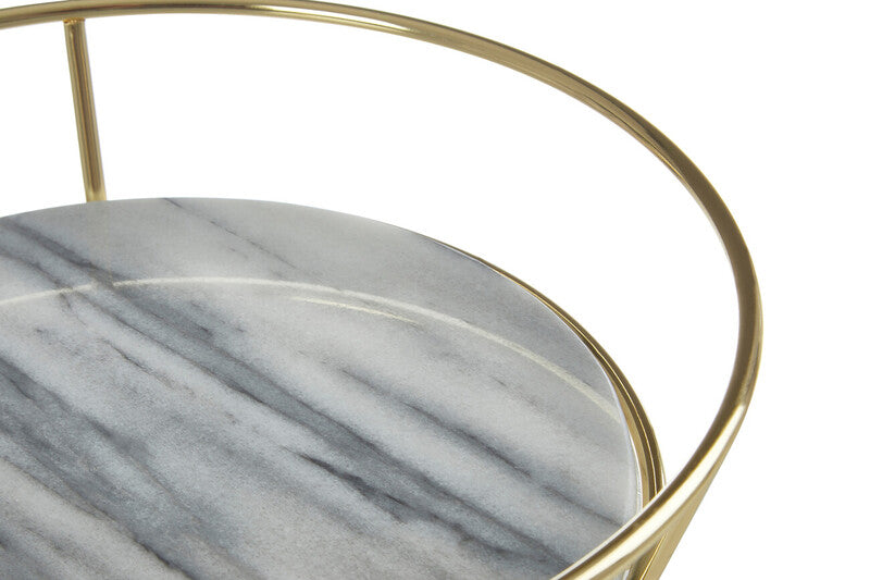 Delphine White Marble And Brass Finish Fruit Basket