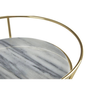 Delphine White Marble And Brass Finish Fruit Basket