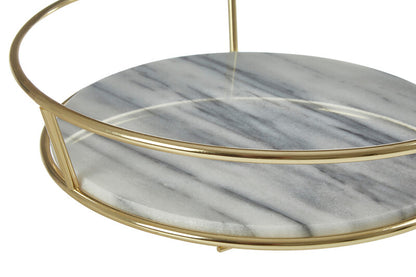 Delphine White Marble And Brass Finish Fruit Basket