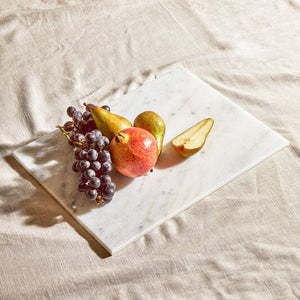 Kindia Rectangular White Marble Chopping And Serving Board