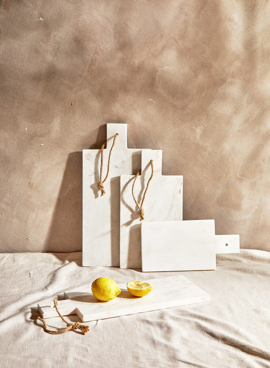 Kindia Rectangular White Marble Paddle Chopping and Serving Board