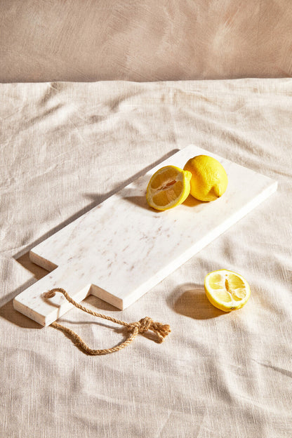 Kindia Rectangular White Marble Paddle Chopping and Serving Board